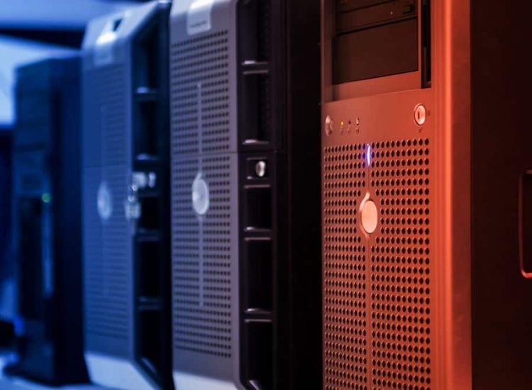Server racks and network hardware in a data center